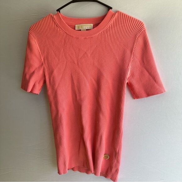 Michael Kors Pink Ribbed Fitted T-Shirt - Picture 1 of 6